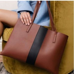 VINCE CAMUTO Luck Red Desert Vegan Leather Tote